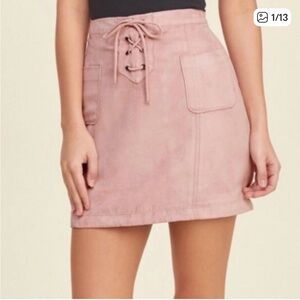 Hollister Blush Lace-Up faux suede dusty rose Mini Skirt